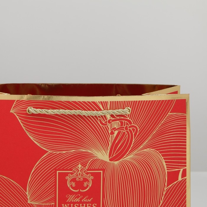 Пакет подарочный ламинированный, упаковка, &laquo;With best wishes&raquo;, 27 х 23 х 12 см