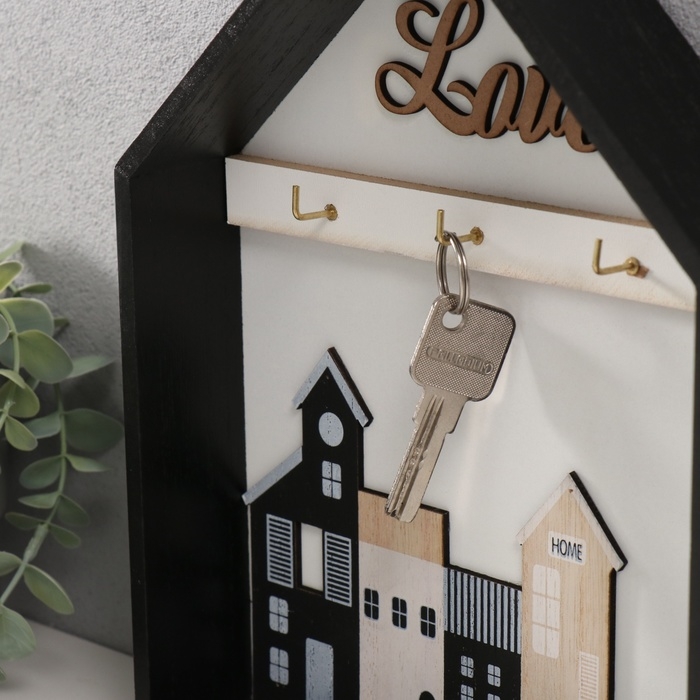 Крючки декоративные дерево "Домики в домике" 5х20х28 см