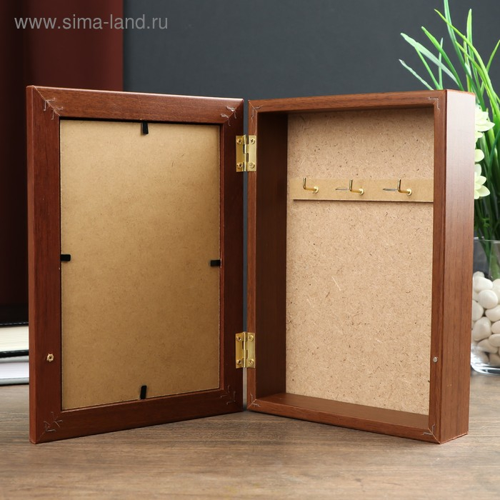 Ключница "Окно с лавандой" 15х21 см орех