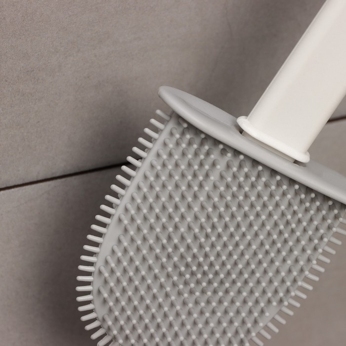 Ёршик для унитаза силиконовый Доляна «Лилу», 4,3×9,5×36 см, цвет белый Ёршик для унитаза силиконовый Доляна «Лилу», 4,3×9,5×36 см, цвет белый