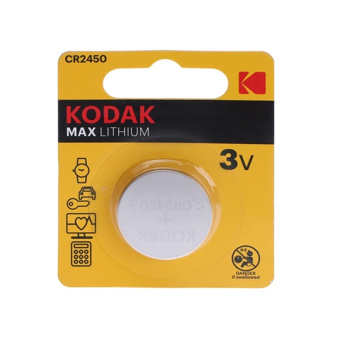 Батарейка литиевая Kodak Max, CR2450-1BL, 3В, блистер, 1 шт. Батарейка литиевая Kodak Max, CR2450-1BL, 3В, блистер, 1 шт.