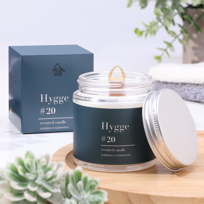 Свеча ароматическая Свеча ароматическая "Hygge" #20 Шафран и карамель, соевый воск, в банке, 90 г