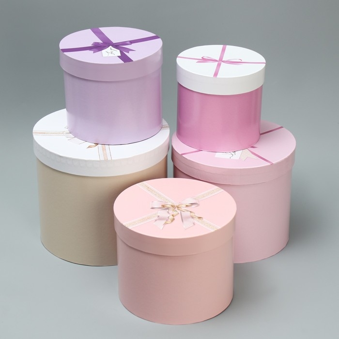 Набор шляпных коробок 5 в 1, упаковка подарочная, «Подарок для тебя», 13 х 14 ‒ 19.5 х 22 см Набор шляпных коробок 5 в 1, упаковка подарочная, «Подарок для тебя», 13 х 14 ‒ 19.5 х 22 см