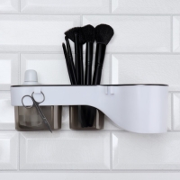 Органайзер для хранения, навесной, 3 секции, с клеевой основой, 28,7 × 10,5 × 8,5 см, цвет коричневый/белый Органайзер для хранения, навесной, 3 секции, с клеевой основой, 28,7 × 10,5 × 8,5 см, цвет коричневый/белый