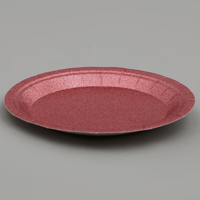 Тарелки бумажные &laquo;Блёстки&raquo;, 6 шт, цвет бордовый