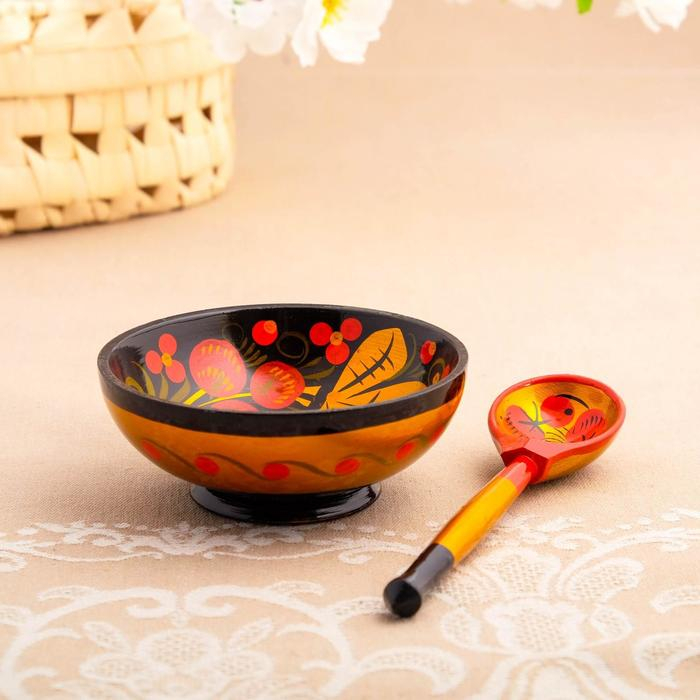 Набор &laquo;Розетка с ложкой&raquo;, 10&times;4&times;10 см, хохлома