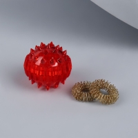 Массажёр «Су-джок», d = 3,5 см, с 2 кольцами, цвет красный Массажёр «Су-джок», d = 3,5 см, с 2 кольцами, цвет красный