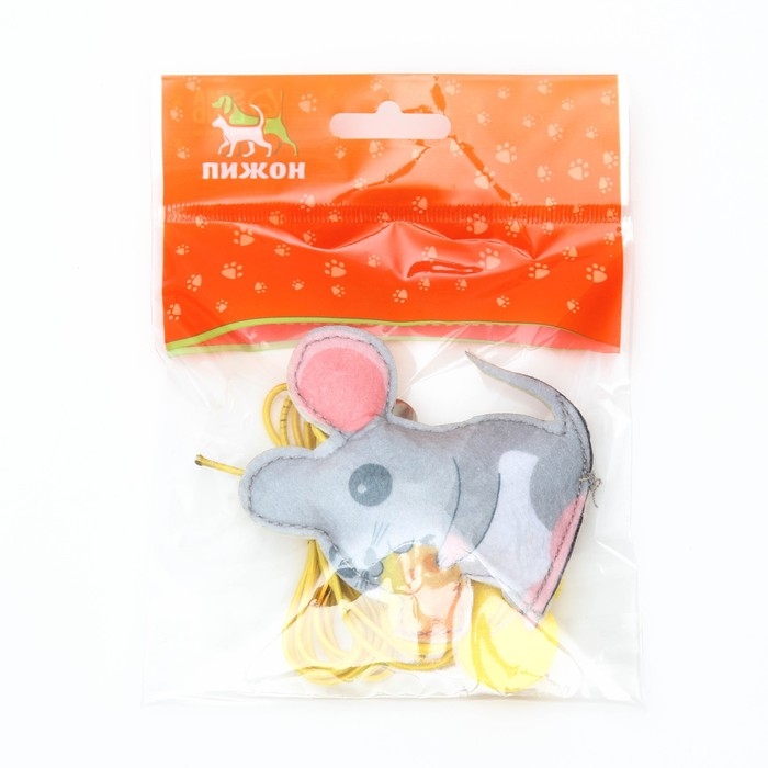 Дразнилка для кошек на креплении с бубенчиком Дразнилка для кошек на креплении с бубенчиком "Мышка" с кошачьей мятой