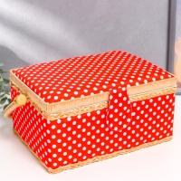 Шкатулка для рукоделия "Белый горох на красном" 13х17,5х24 см Шкатулка для рукоделия "Белый горох на красном" 13х17,5х24 см