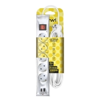 Сетевой фильтр duwi, 5 розеток, 5 м, 10 А, ПВС 3х0.75 мм2, с з/к, 2 USB, со шторками, белый Сетевой фильтр duwi, 5 розеток, 5 м, 10 А, ПВС 3х0.75 мм2, с з/к, 2 USB, со шторками, белый