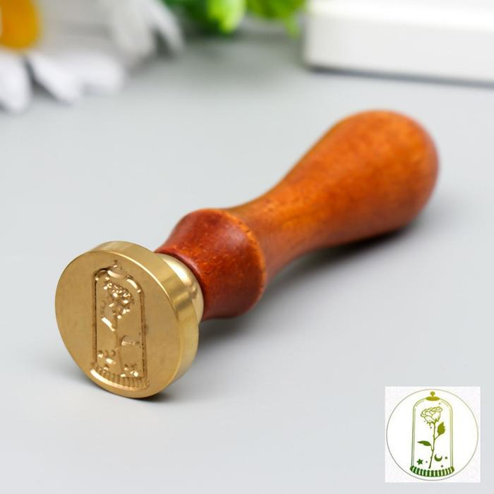 Печать для сургуча с деревянной ручкой Печать для сургуча с деревянной ручкой "Роза в колбе" 9х2,5х2,5 см