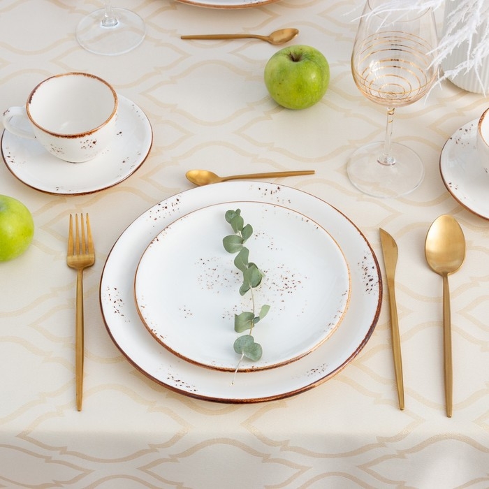 Скатерть Этель "Ажур" цв.бежевый, 142*283 +/-3 см, 115 &plusmn;10 гр,100% п/э