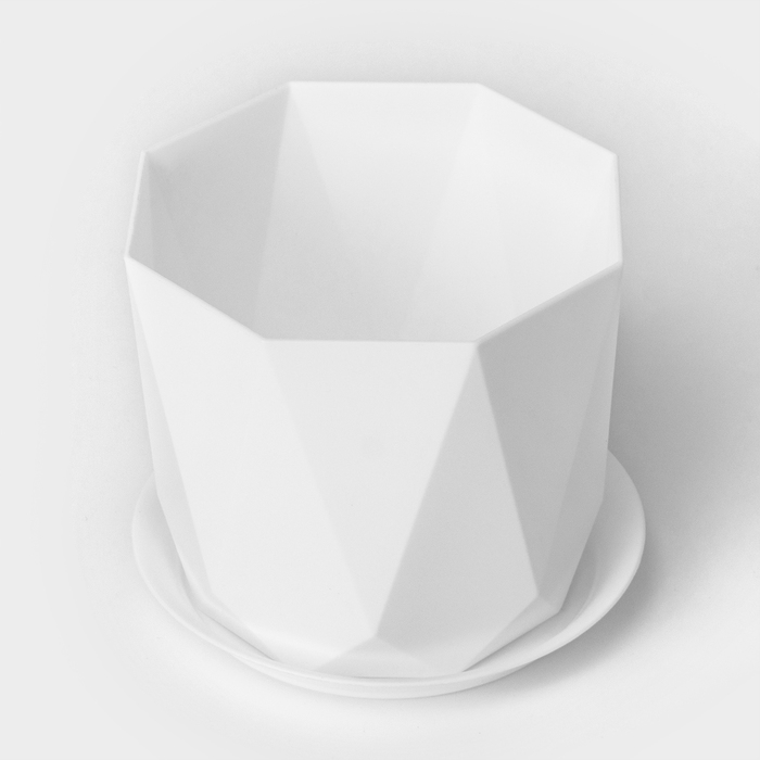 Горшок для цветов с поддоном &laquo;Призма&raquo;, 1 л, цвет белый