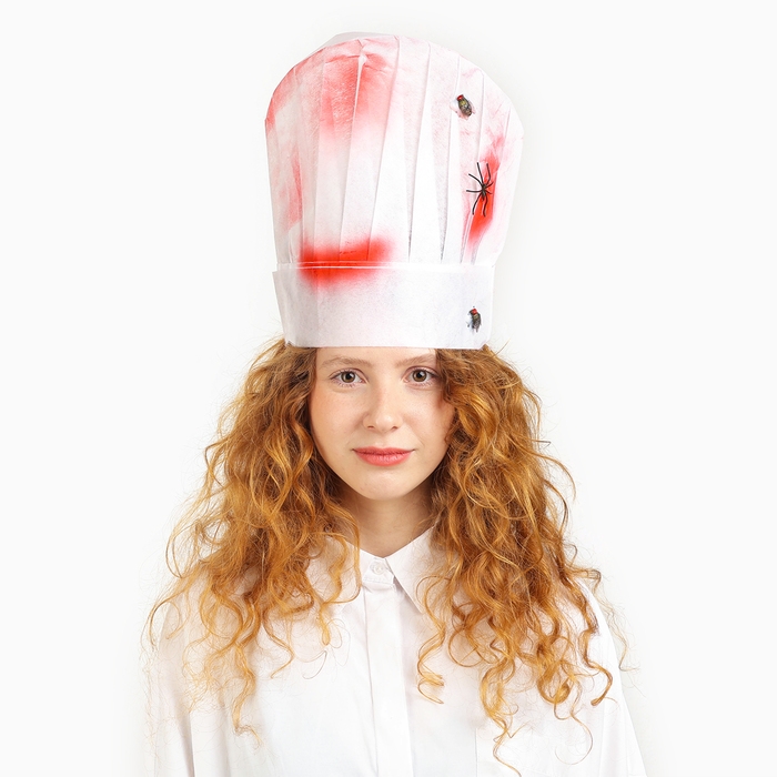 Карнавальная шляпа «Повар» с кровью и пауками Карнавальная шляпа «Повар» с кровью и пауками