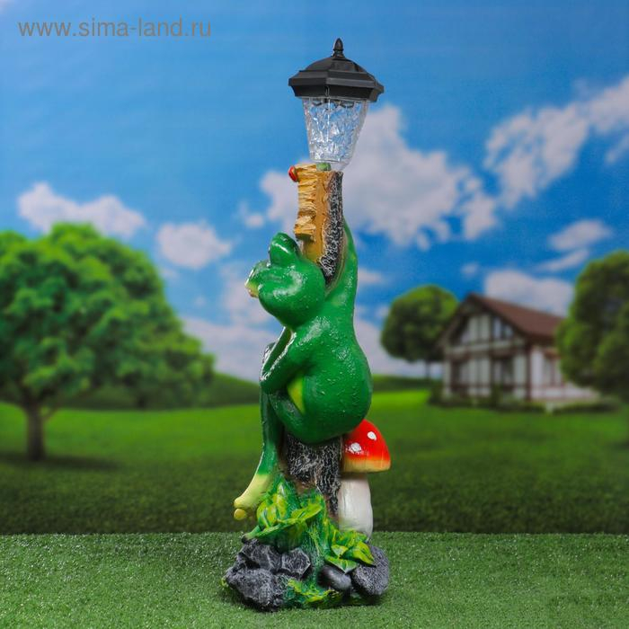 Садовый фонарь Садовый фонарь "Лягушка с фонарем и табличкой "Привет" 56х26см