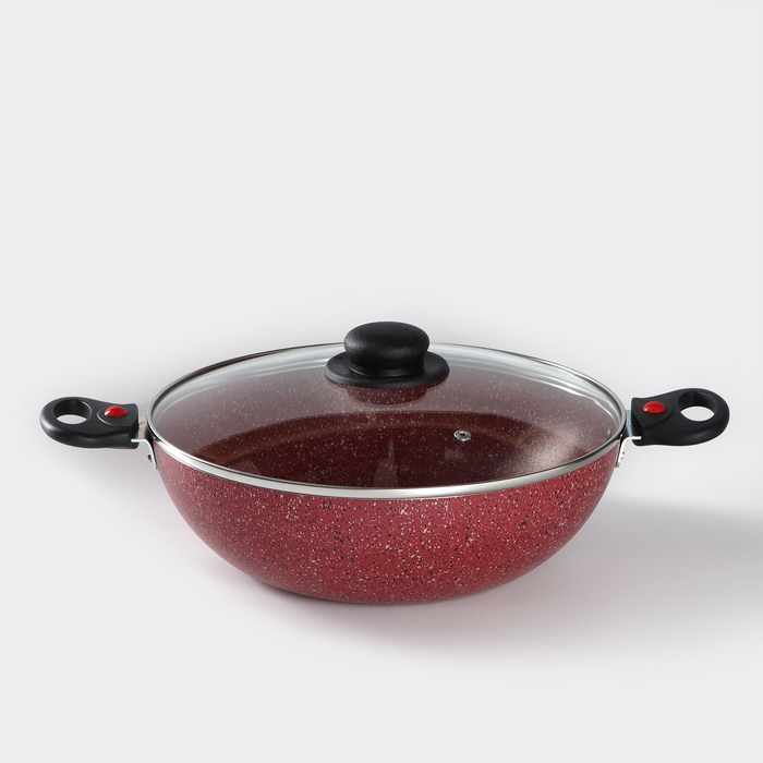 Казан, 4 л, d=28 см, стеклянная крышка, две съёмные ручки, цвет красный Казан, 4 л, d=28 см, стеклянная крышка, две съёмные ручки, цвет красный