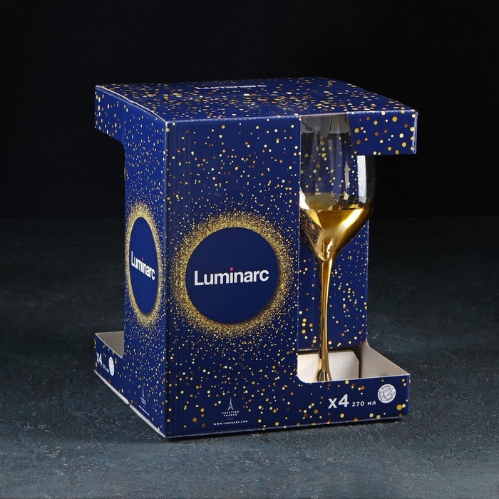 Набор стеклянных бокалов для вина &laquo;Электрическое золото&raquo;, 270 мл, 4 шт