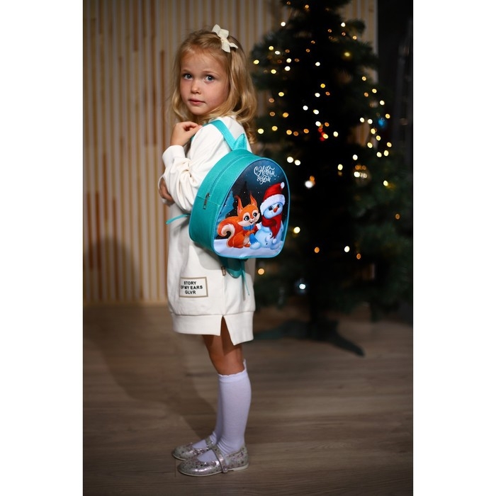 Новогодний детский рюкзак &laquo;С Новым годом&raquo; ,снеговик и лисёнок