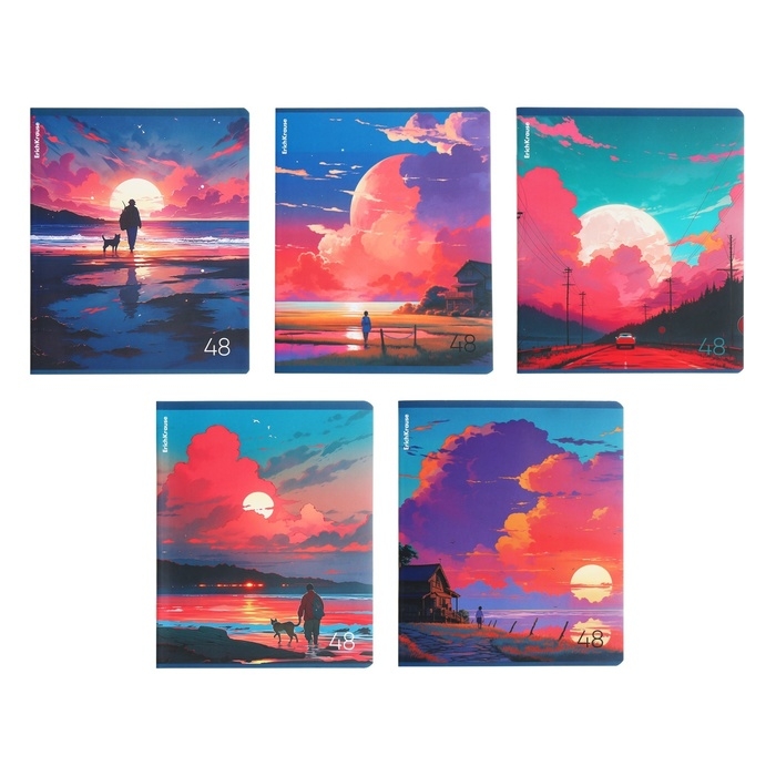 Тетрадь 48 листов в клетку, ErichKrause Тетрадь 48 листов в клетку, ErichKrause "Бирюзовые миры", обложка мелованный картон, матовая ламинация, блок офсет 100% белизна, МИКС