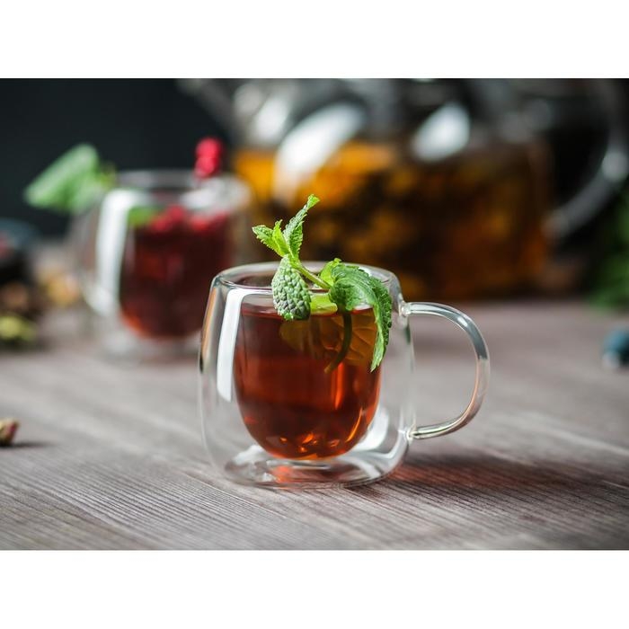 Кружка стеклянная с двойными стенками Magistro &laquo;Дуо&raquo;, 80 мл, 9&times;7&times;6,3 см