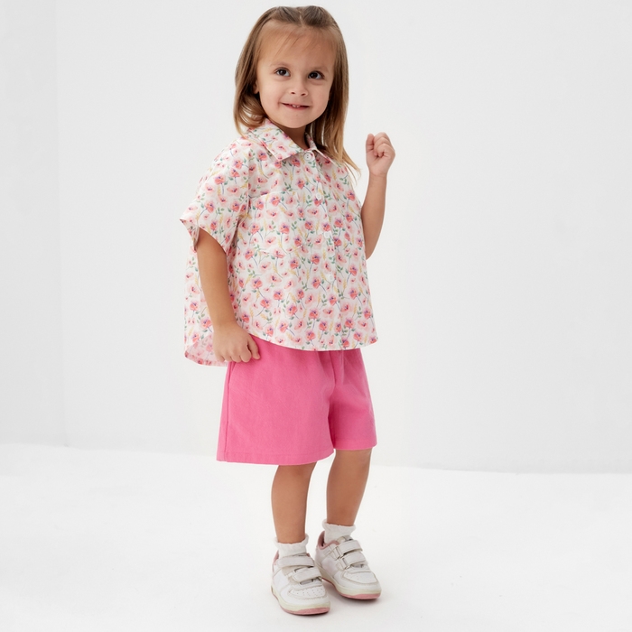 Костюм для девочки (рубашка и шорты) KAFTAN, р.30 (98-104), розовый
