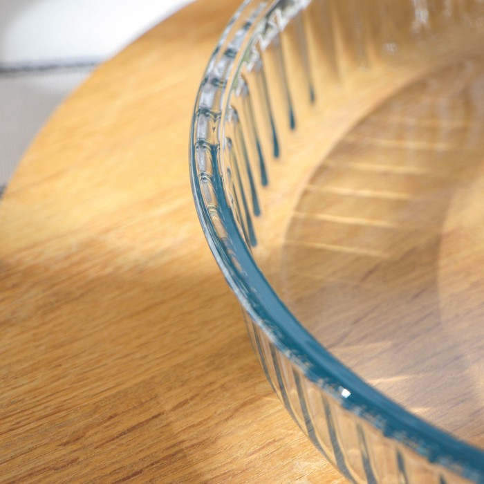 Форма круглая для запекания и выпечки из жаропрочного стекла Borcam, 1,5 л, рифлёная Форма круглая для запекания и выпечки из жаропрочного стекла Borcam, 1,5 л, рифлёная