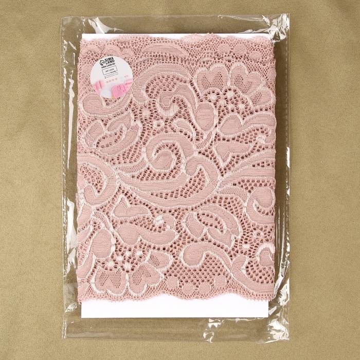 Кружевная эластичная ткань, 170 мм × 2,7 ± 0,5 м, цвет розово-бежевый Кружевная эластичная ткань, 170 мм × 2,7 ± 0,5 м, цвет розово-бежевый