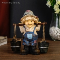 Сувенир полистоун "Дедуля/Бабуля - с коромыслом" МИКС 19,5х6,3х16 см