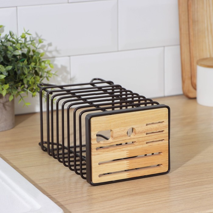 Подставка для ножей Доляна &laquo;Лофт&raquo;, 13&times;10,5&times;23 см, цвет коричневый