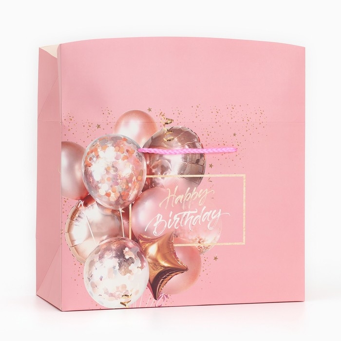 Пакет&mdash;коробка, подарочная упаковка, &laquo;Happy birthday&raquo;, 28 х 20 х 13 см