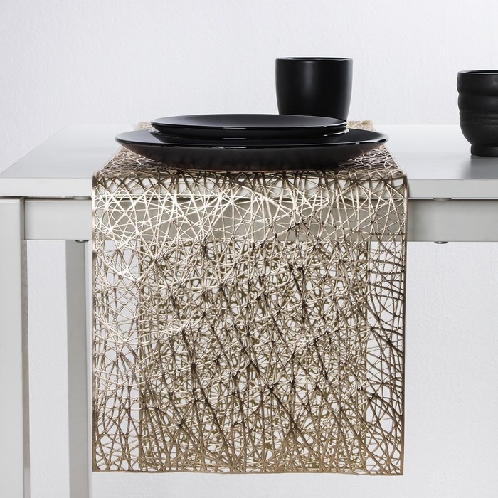 Дорожка на стол Доляна &laquo;Паутинка&raquo;, 30&times;150 см, цвет золотой