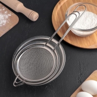 Набор сит Доляна, 3 шт, d=12 см,14 см, 16 см, цвет серебристый Набор сит Доляна, 3 шт, d=12 см,14 см, 16 см, цвет серебристый