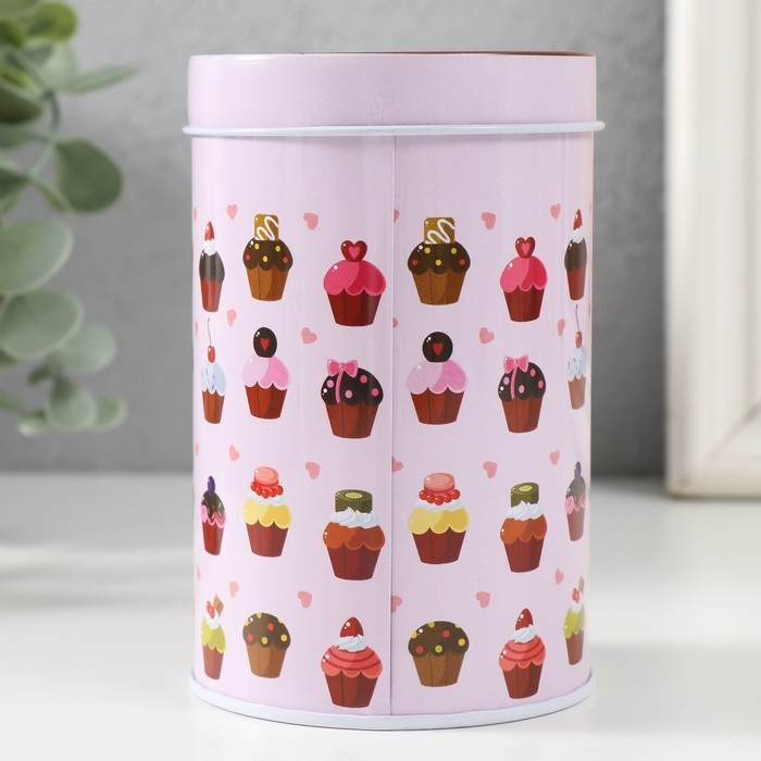 Шкатулка металл цилиндр Шкатулка металл цилиндр "Кексики" 7,5х7,5х11 см