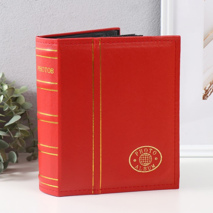 Фотоальбом на 200 фото 10х15 см "Классика" 2 золотых полоски МИКС кожзам 18х23х5,5 см