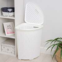 Корзина для белья угловая с крышкой &laquo;Ротанг&raquo;, 60 л, 40&times;40&times;58 см, цвет белый