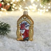 Ёлочная игрушка "Белка в домике" 8 см