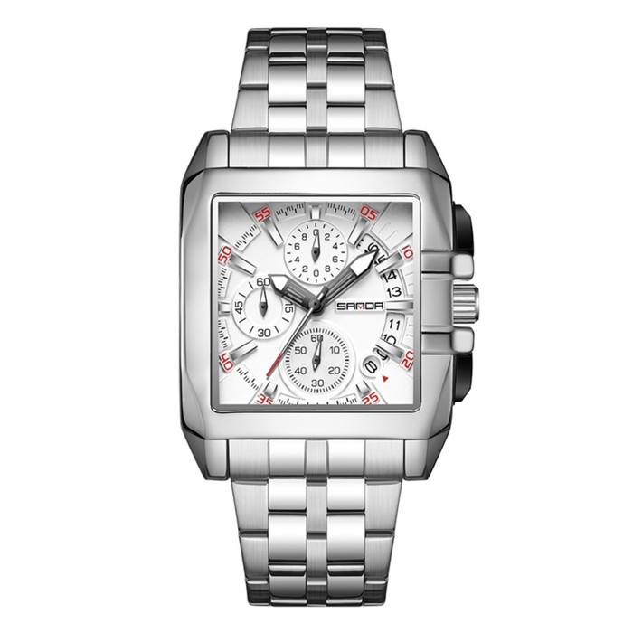 Часы наручные, d-4.5 см, календарь, хронограф, водонепроницаемые, светящиеся, серебро Часы наручные, d-4.5 см, календарь, хронограф, водонепроницаемые, светящиеся, серебро