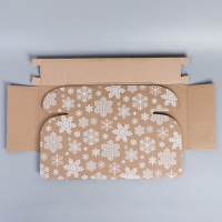 Коробка новогодняя складная &laquo;Снежинки&raquo;, бурый, 27 х 21 х 9 см, Новый год