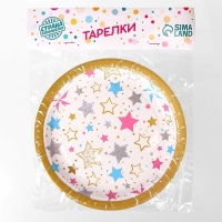 Тарелка бумажная &laquo;Цветные звёзды&raquo;, 18 см, набор 10 шт.