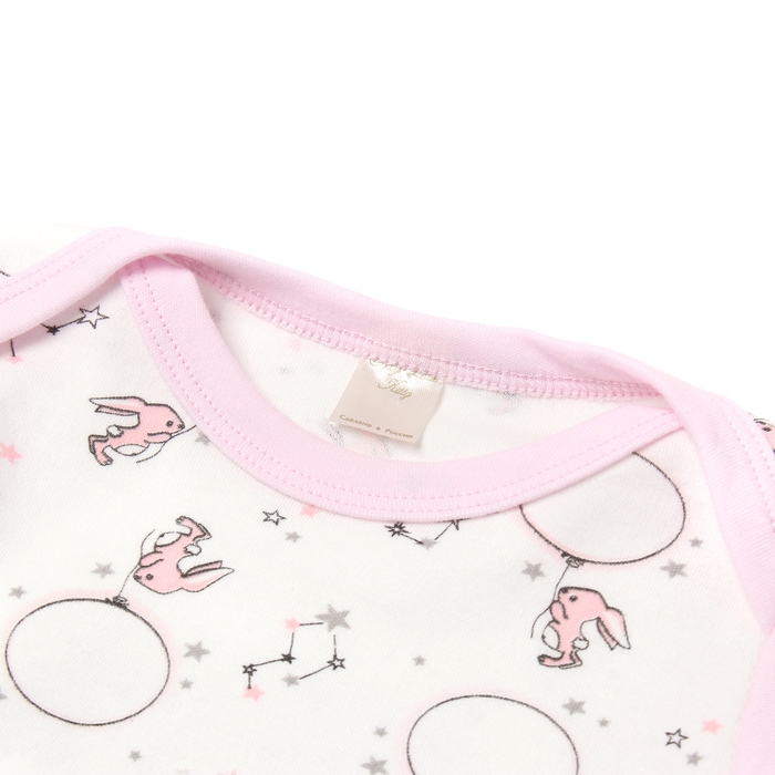 Боди с длинным рукавом, цвет розовый/зайцы, рост 80