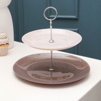 Этажерка &laquo;Капучино. Мокко&raquo;, стеклянная, двухъярусная, d=21/28 см