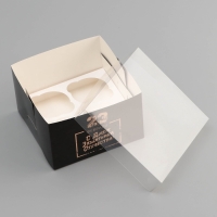 Коробка для 4 капкейка с прозрачной крышкой, "С днем защитника Отечества", 16 × 16 × 10 см, кондитерская упаковка Коробка для 4 капкейка с прозрачной крышкой, "С днем защитника Отечества", 16 × 16 × 10 см, кондитерская упаковка