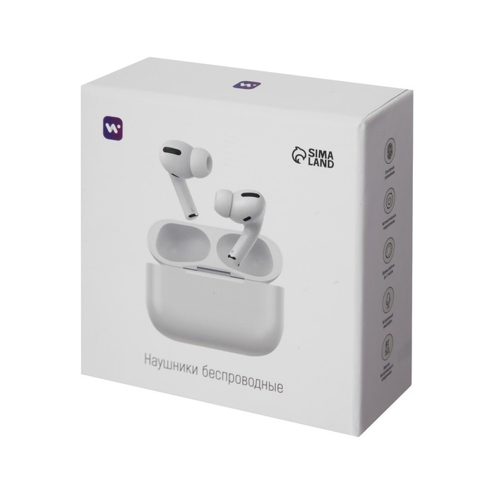 Наушники беспроводные Windigo Pro, TWS, Bluetooth 5.0, 40/500 мАч, сенсор, глянцевые, белые