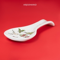 Новогодняя подставка для ложки Доляна Sweet Treats, 26,5×11,5 см, керамика, цвет белый Новогодняя подставка для ложки Доляна Sweet Treats, 26,5×11,5 см, керамика, цвет белый