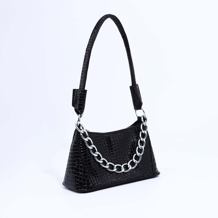 Сумка-багет на молнии, цвет чёрный