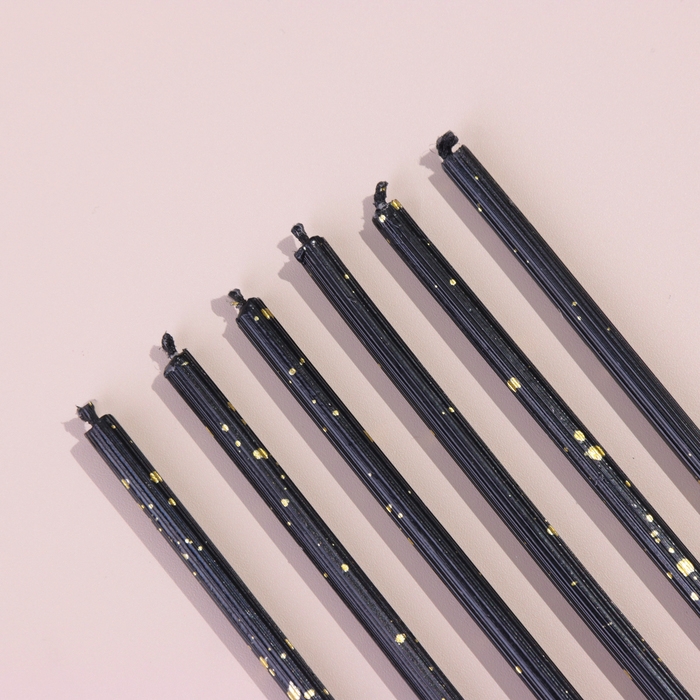 Набор свечей в торт, 6 штук "Исполнение желаний", 16,5 см, чёрный  с золотом