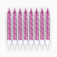 Свечи для торта, розовые, 8 шт., 8,5 х 0,8 см