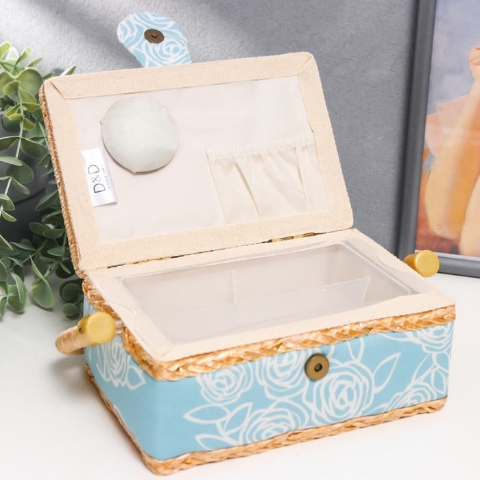Шкатулка для рукоделия "Розы на голубом" 10х13х19,5 см