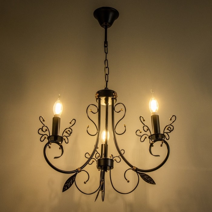 Люстра Люстра "Ариэль" 3xE14 40Вт черно-золотой 58х58х40,5-100 см BayerLux