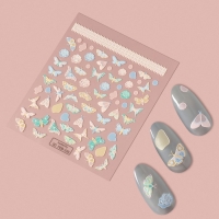 Наклейки для ногтей &laquo;Бабочки и цветы&raquo;, объёмные, разноцветные